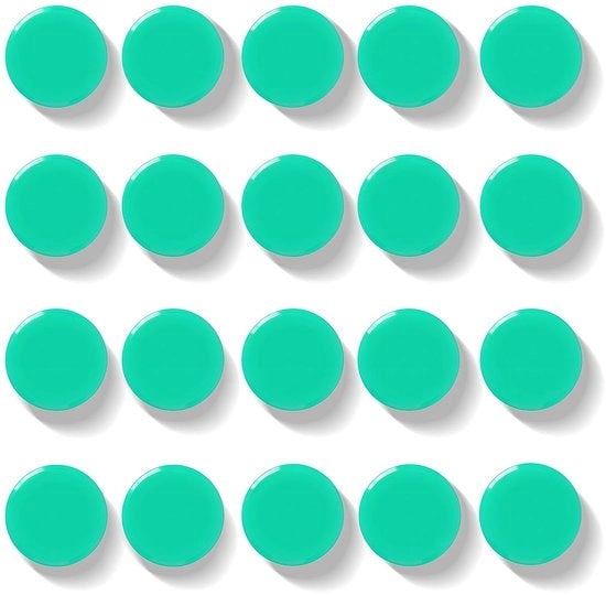 20 pacchetto di magneti forti per lavagne, lavagne bianche e frigoriferi - magneti mini- frigoriferi rotondi - piccoli magneti con forte aderenza - decorativi magneti per lavagne per schedari, uffici e case (verde)