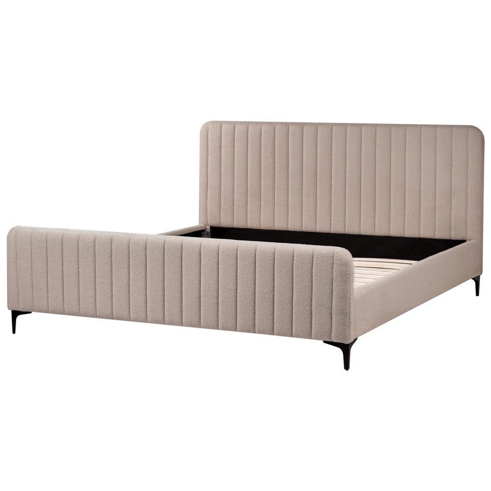 Letto in bouclé tortora UE Matrimoniale 180 x 200 cm Testiera Imbottita con Gambe in metallo Design moderno