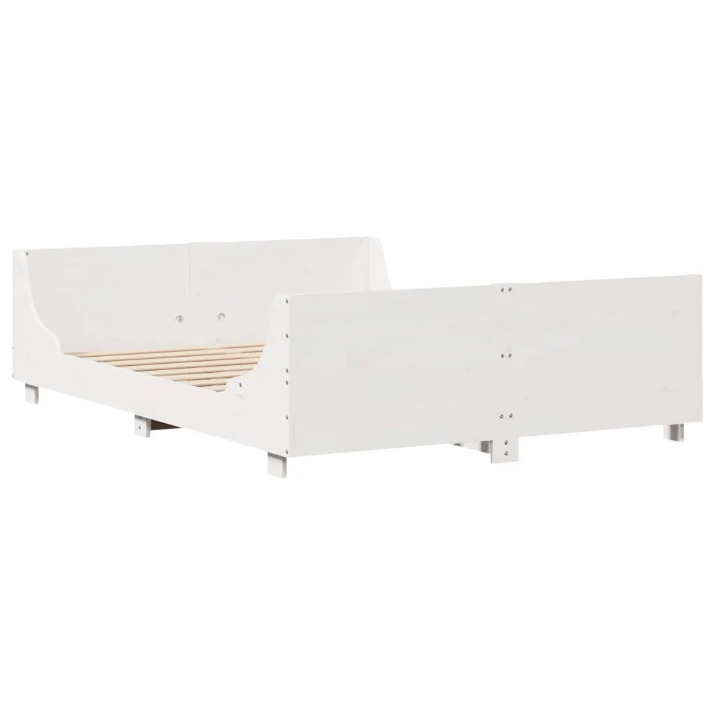 vidaXL Letto senza Materasso Bianco 160x200 cm Legno Massello di Pino