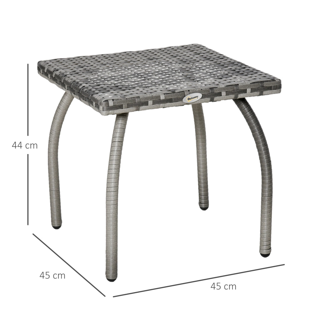 EasyComfort Tavolino in Rattan Sintetico da Esterno e Giardino Grigio