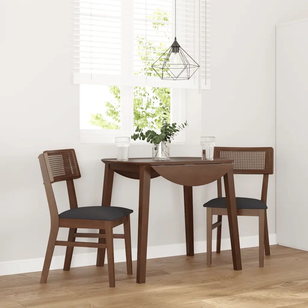 Sedie da Pranzo con Cuscini 2pz Marrone Legno Massello di Hevea 4102462