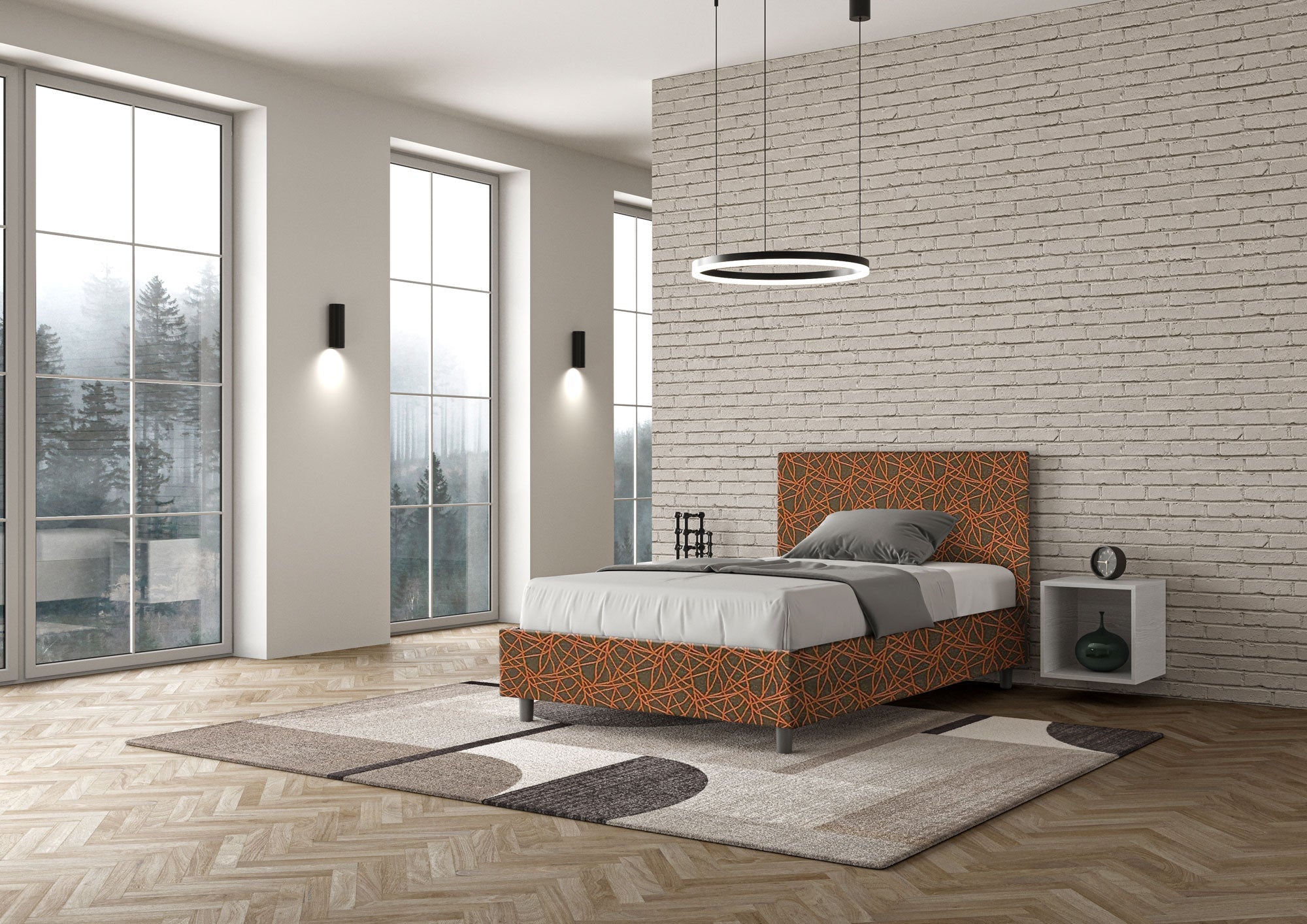 Letto 1 Piazza e Mezzo 120x200 cm Senza Rete Adele Era 04 Arancione