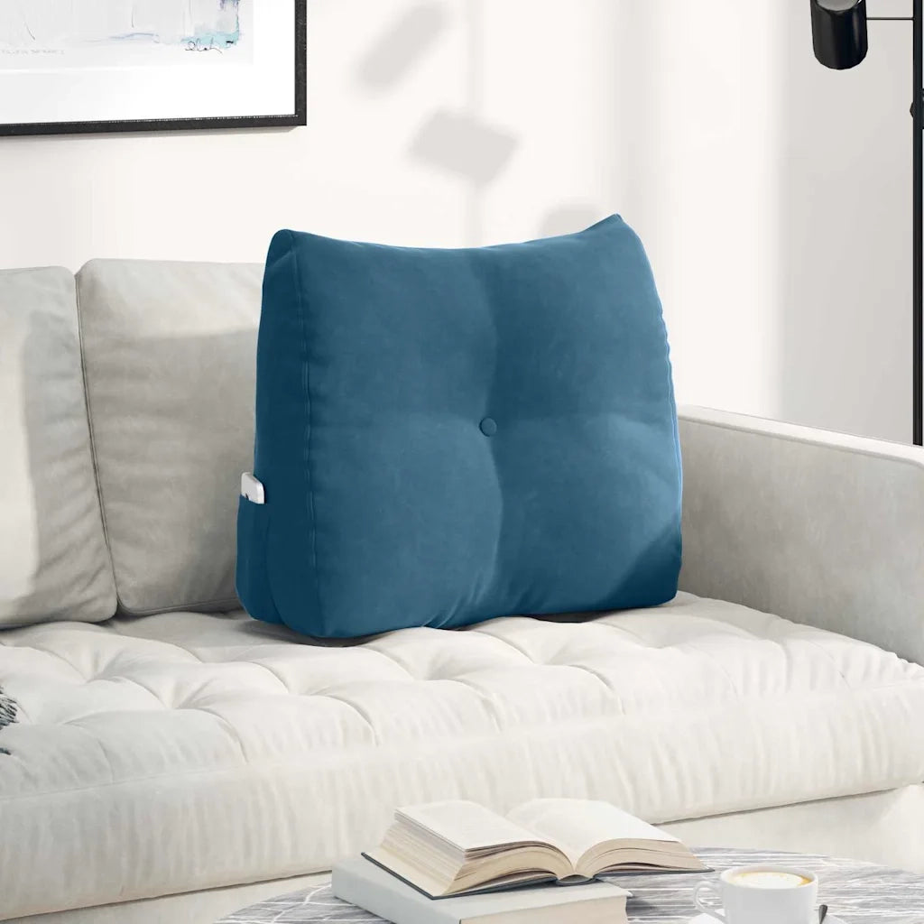 Cuscino per Schiena Blu 60 x 24 x 50 cm Velluto 42014399
