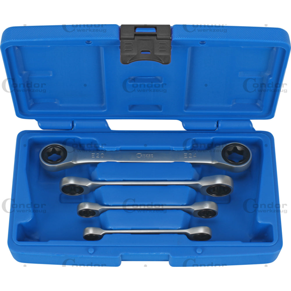 SERIE SET 4pz CHIAVI DOPPIE A CRICCHETTO TORX E6-E24 CONDOR