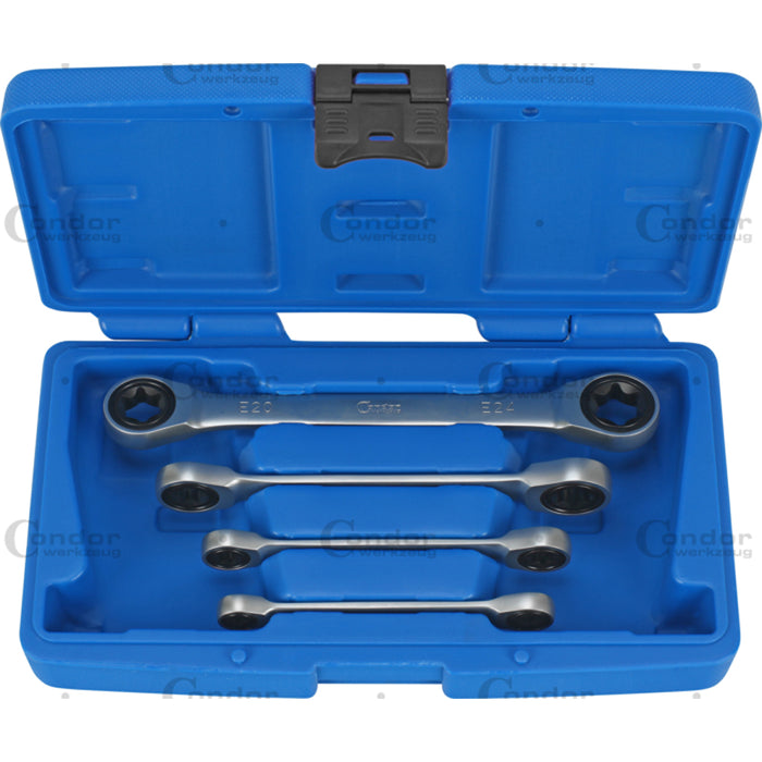 SERIE SET 4pz CHIAVI DOPPIE A CRICCHETTO TORX E6-E24 CONDOR