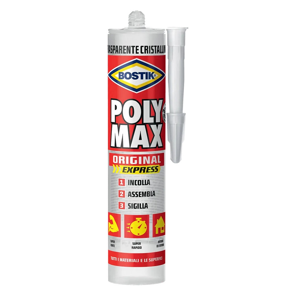 ADESIVO SIGILLANTE UNIVERSALE 'POLY MAX' CRISTAL 12 cartucce 300g + 2 scatolette tonno omaggio  - BOSTIK