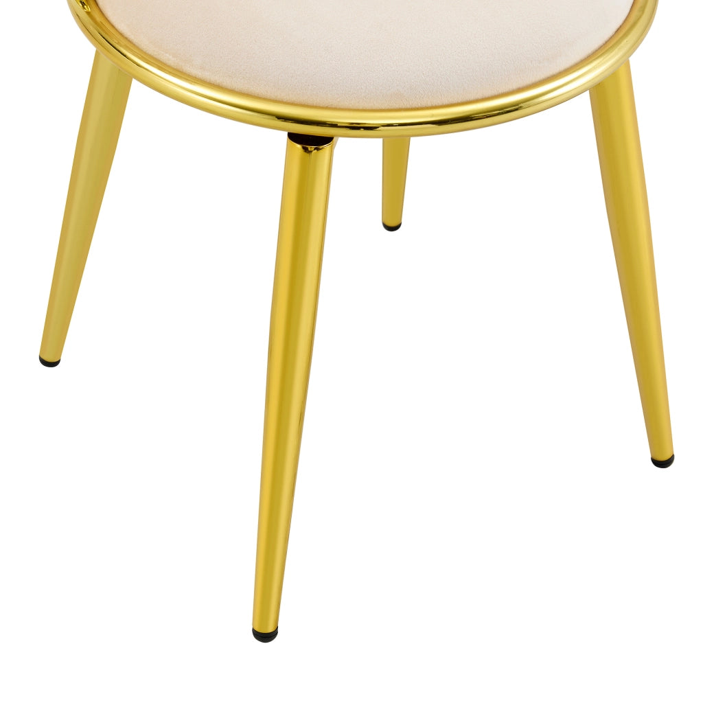 Set di 2 sedie da pranzo moderne in velluto con schienale intrecciato e gambe in metallo dorato
