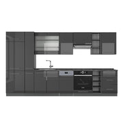 Cucina componibile Fame-Line Antracite lucido/Antracite 355 cm, PL Antracite Vicco