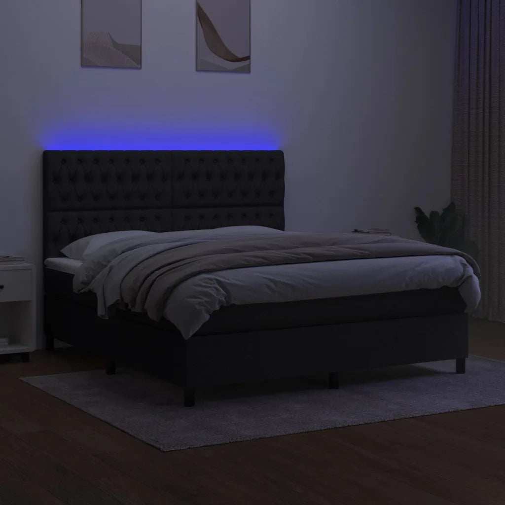 Letto a Molle con Materasso e LED Nero 180x200cm in Tessuto 3135135