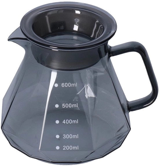 Caffettiera Resistentente al Calore - Bollitore a Vetro - 600 ml - Progettata per un Design Translucido - Con Coperchio - Protezione contro la Bruciatura - Macchina per Caffè