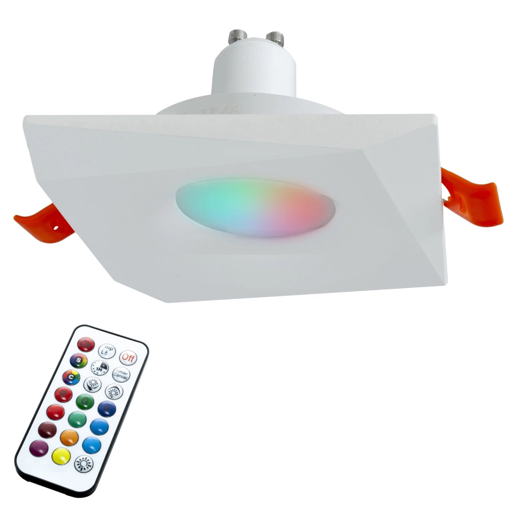 Faretto LED cromoterapia lampada GU10 6W incasso 65mm luce centro estetico abbronzante 230V BIANCO LUCE RGBW 3000K