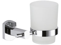 Portabicchiere da muro in vetro sabbiato con supporto cromato - serie forma