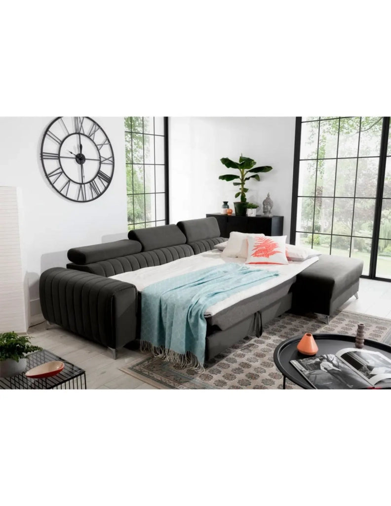 Divano ad angolo destro Grigio scuro convertibile 3 posti JAYSON grande comfort