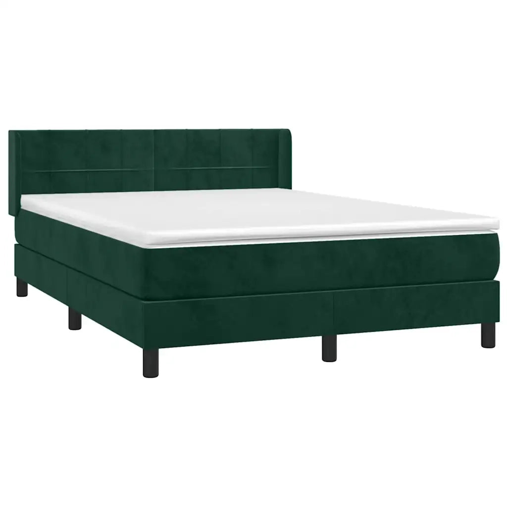 Giroletto a Molle con Materasso Verde Scuro 140x200 cm Vellutocod mxl 122470