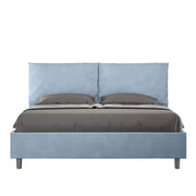 Letto matrimoniale senza rete imbottito 160x200 microfibra azzurro Antea