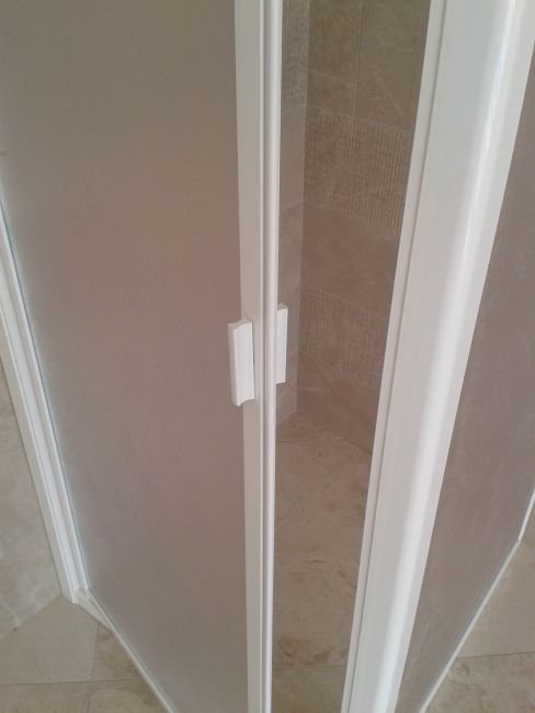 Box doccia acrilico - 2 lati, fisso piu' battente - Misura: 75 x 75 x h185 