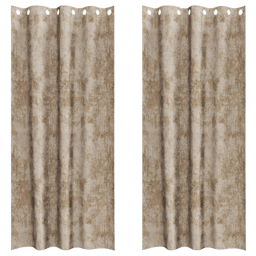 Tende di Velluto 2 pz con occhielli Champagne 245x140 cm