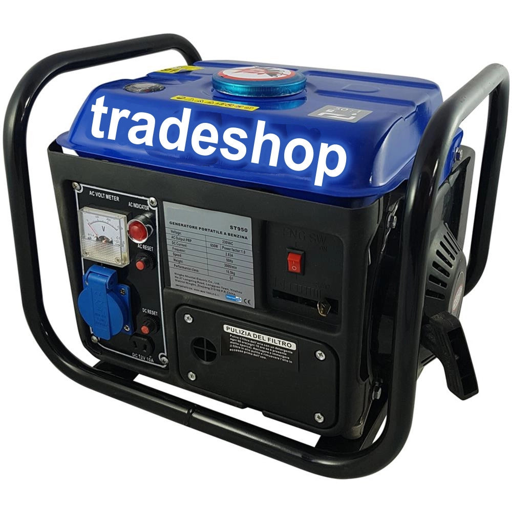Trade Shop - Generatore Di Corrente Elettrico Silenziato Portatile 650w Motore 2 Tempi -