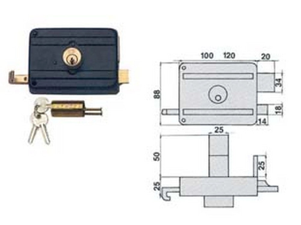 1pz serratura portoncino catenaccio scrocco doppio cilindro fisso 210dcf mm.60 cod:ferx.fer56939