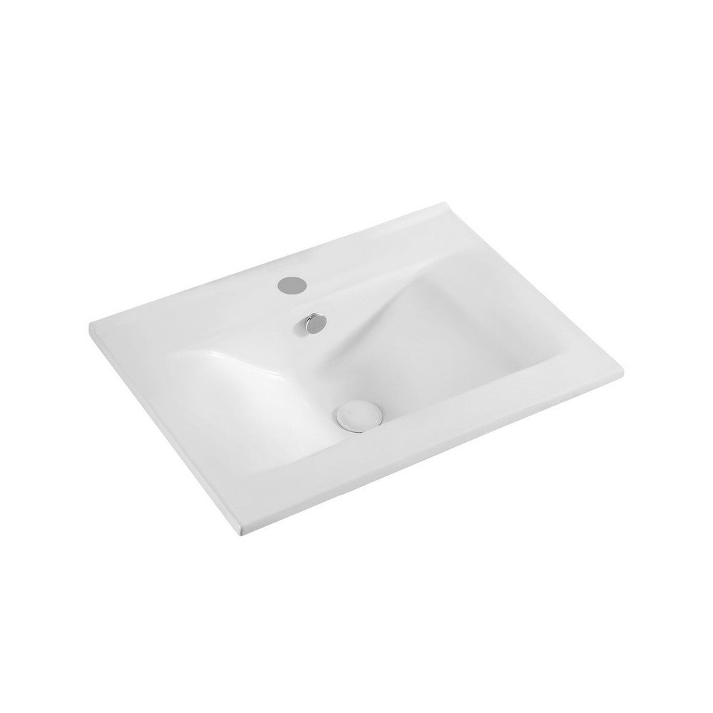 Lavabo sopra-piano bianco con foro rubinetto cm 62x46