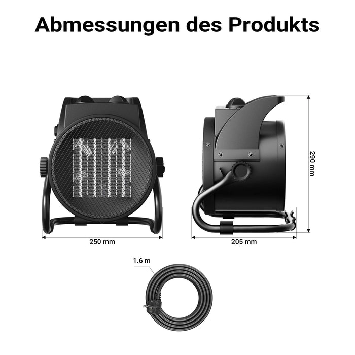 Termoventilatore ceramico Stufa elettrica in ceramica 3kW con termostato 40m² 3000W 3 livelli