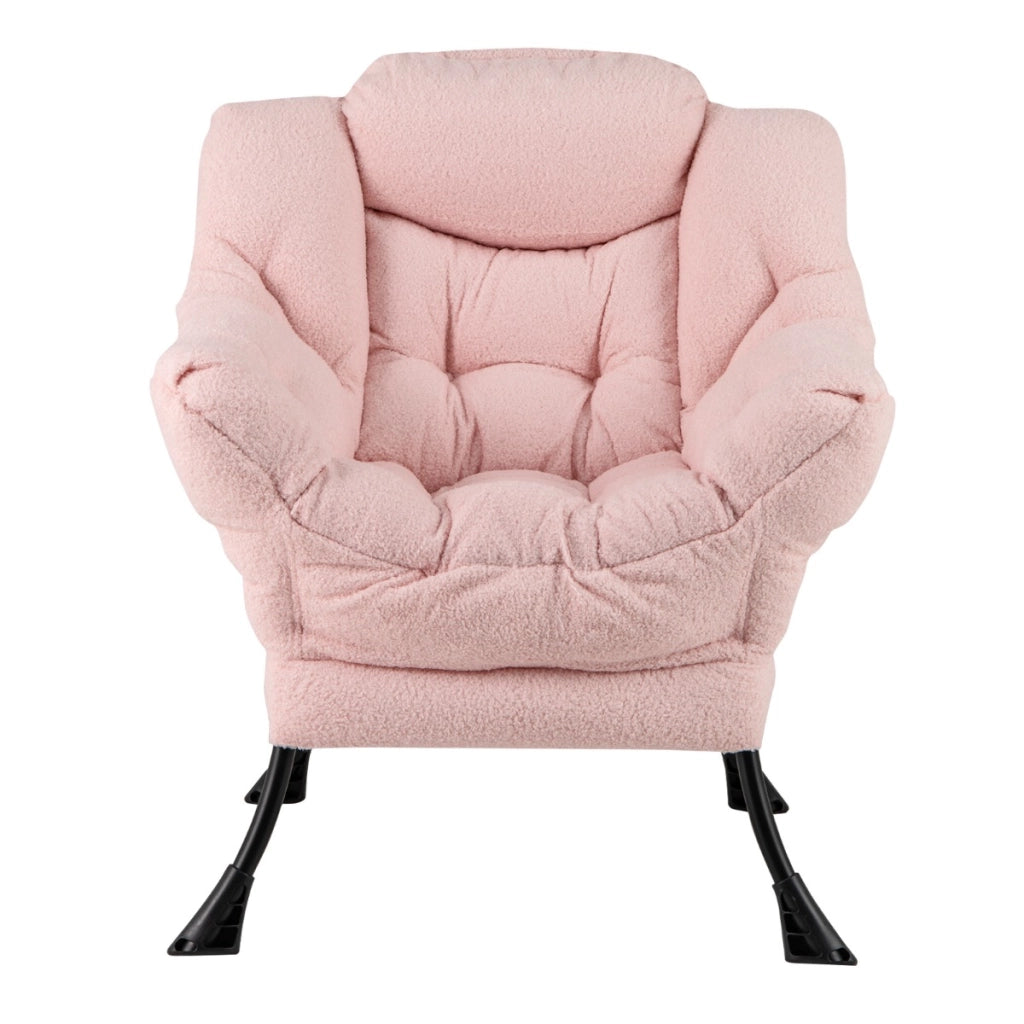 Poltrona comoda con cuscino per la testa schienale e seduta imbottiti, Poltrona per soggiorno elegante Rosa-Sedie e poltrone