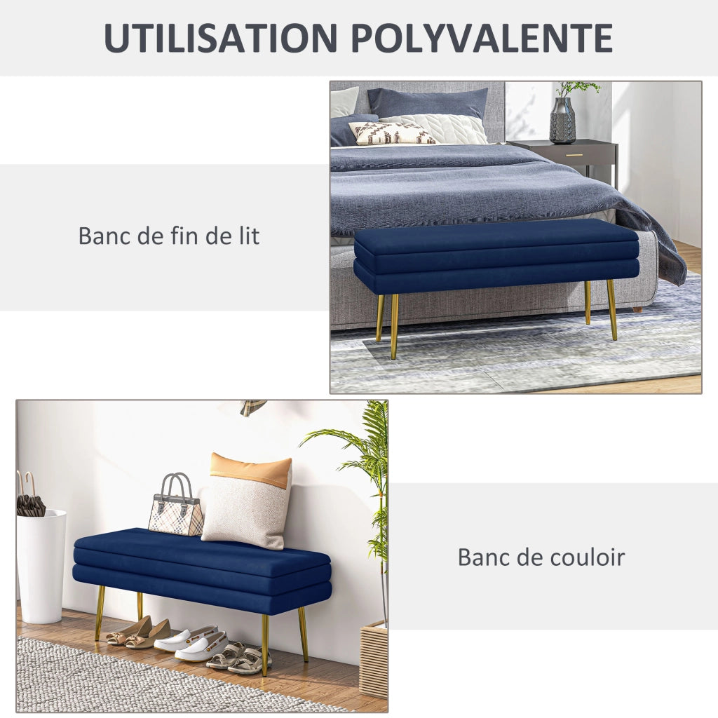 Divano a cassetti ¨C Zephmum ¨C Blu dorato 100x37.5x42 cm