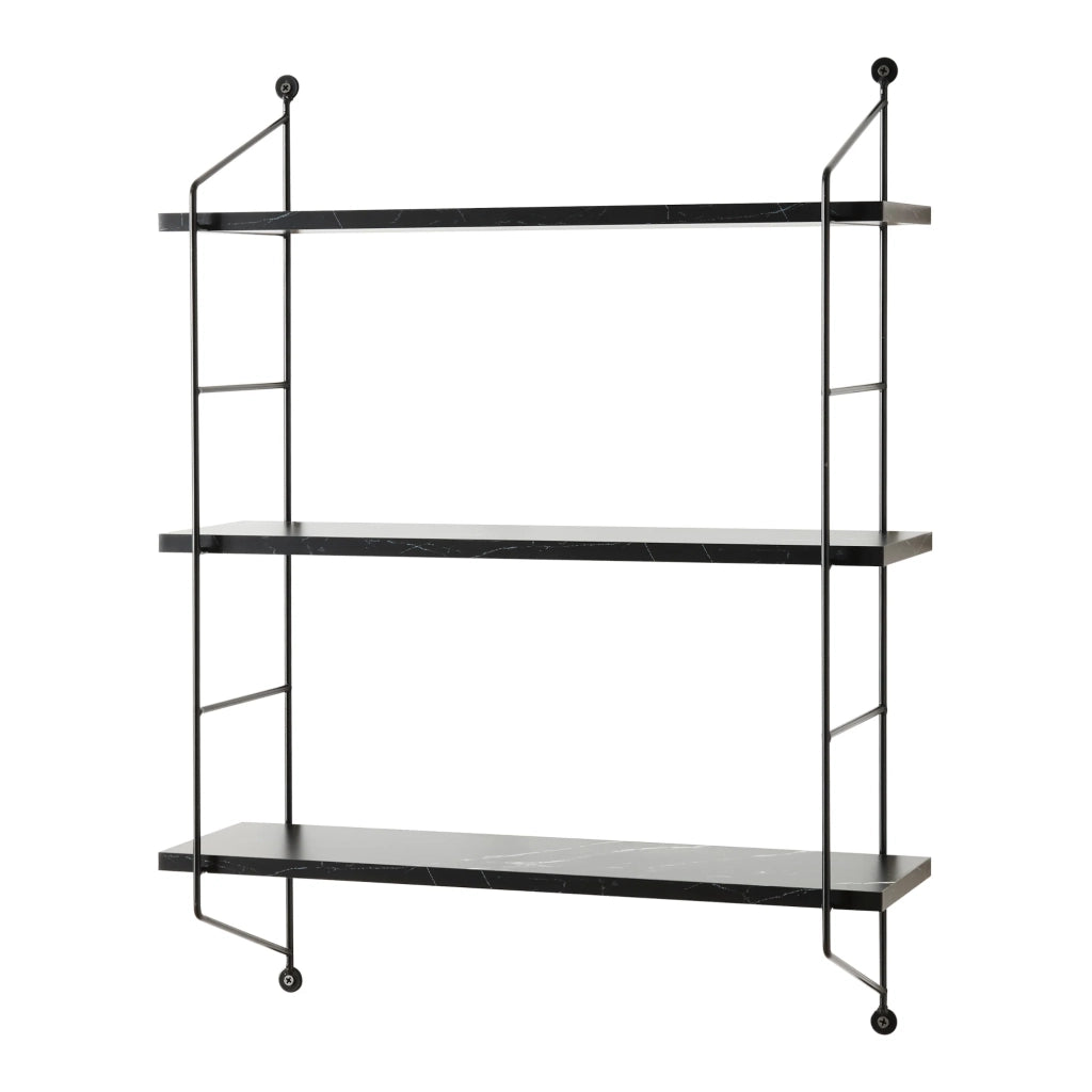 Mensola da parete a 3 ripiani 48 x 15 x 64 cm effetto marmo nero 03_0007065