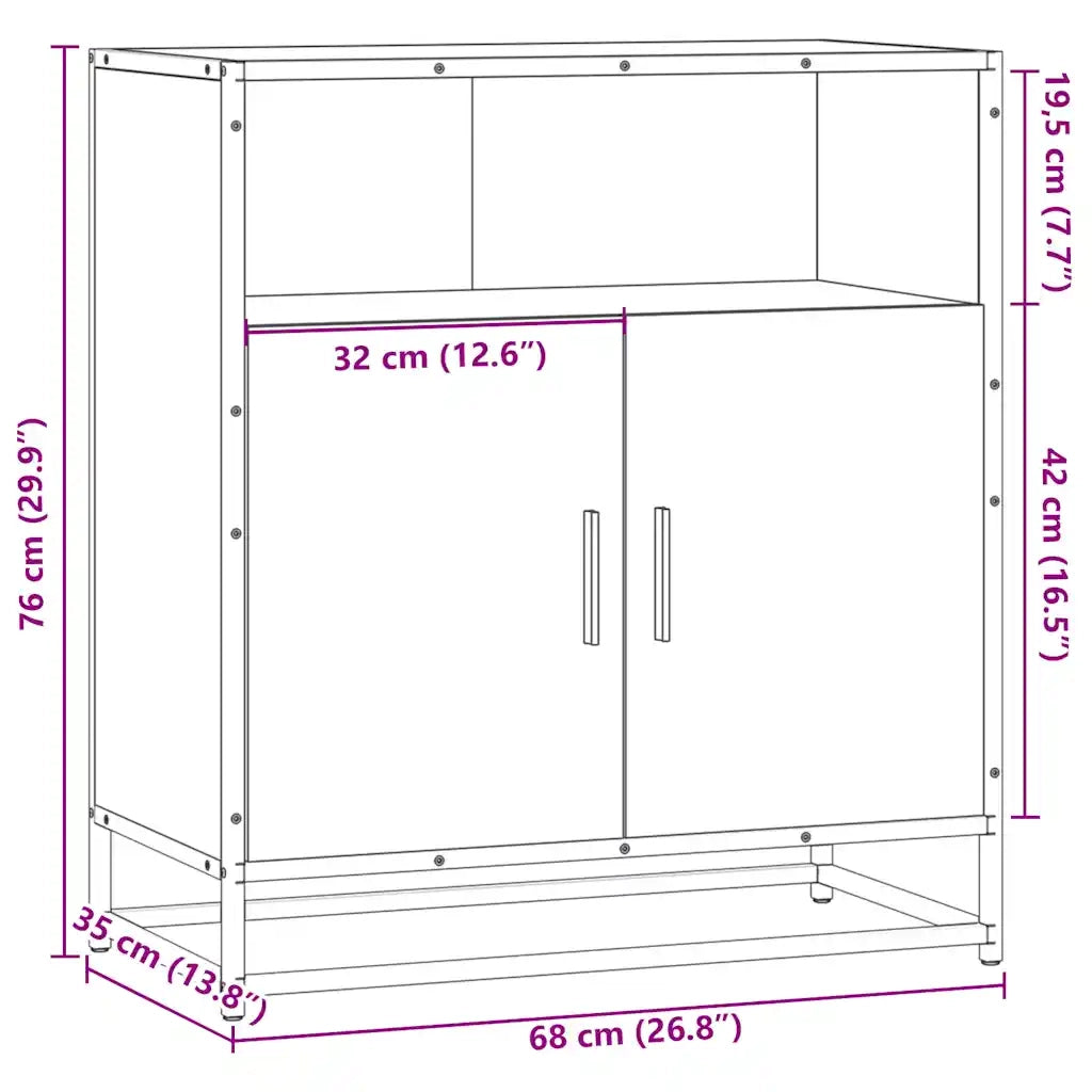 Credenza Rovere Fumo 68x35x76 cm in Legno Multistrato 849001