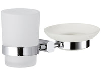 Supporto da muro doppio completo di bicchiere e portasapone - serie forma