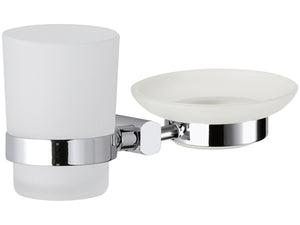 Supporto da muro doppio completo di bicchiere e portasapone - serie forma