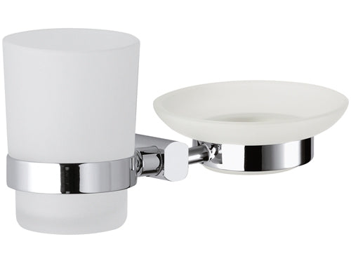 Supporto da muro doppio completo di bicchiere e portasapone - serie forma