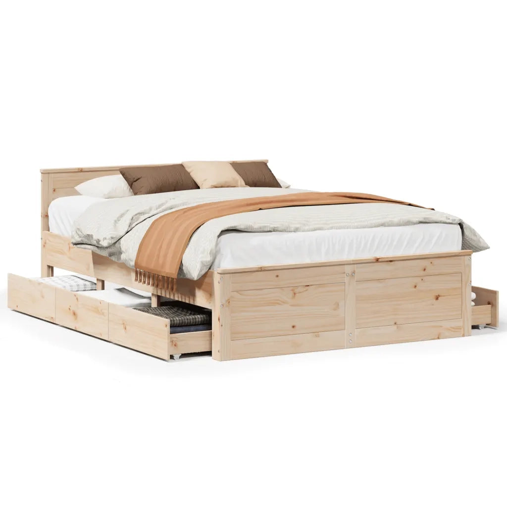 Letto senza Materasso con Testiera 160x200 cm in Legno di Pino 3308759