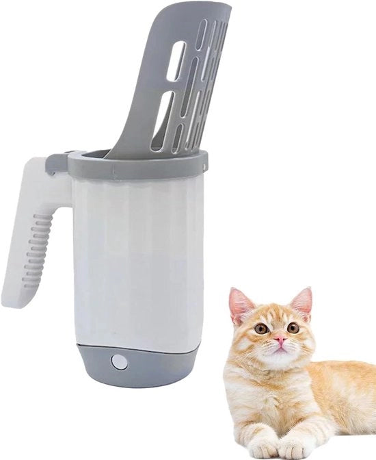 Spazzola per cat litter rimovibile - 2-in-1 con schiappa profonda e manico, inclusa 1 rotola di sacchetti di spazzatura