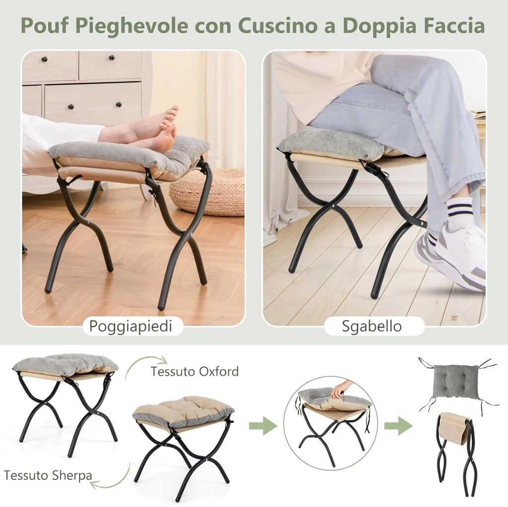 Poltrona Relax, Poltrona da Lettura con Cuscino per Testa, Sedia da Salotto con Poggiapiedi Pieghevole, Tasca Laterale, per Soggiorno, Camera da Letto, Portata 136 kg