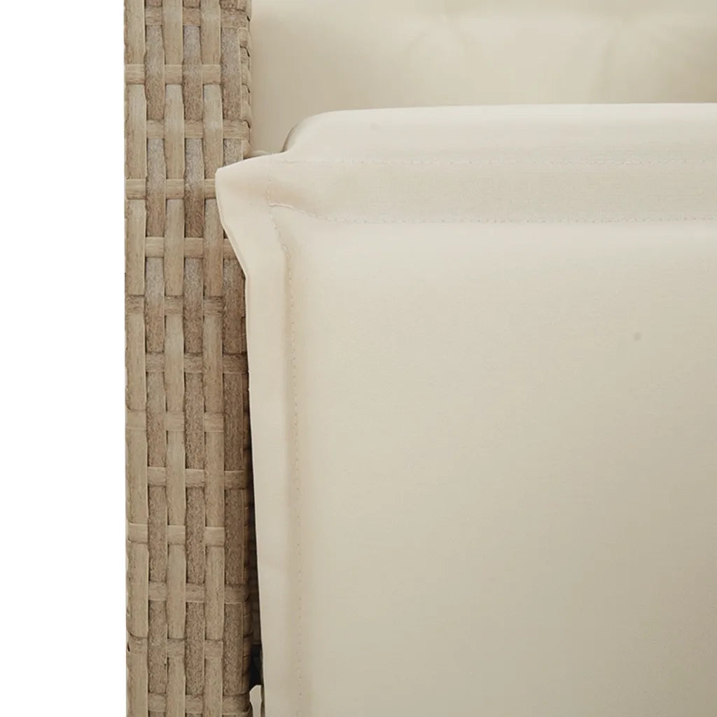 Set da BistrÃ² da Giardino 7 pz con Cuscini Beige in Polyrattan