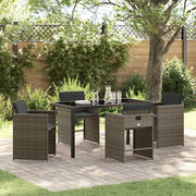 Set da Pranzo per Giardino con cuscino 5 pcs Grigio polyrattan