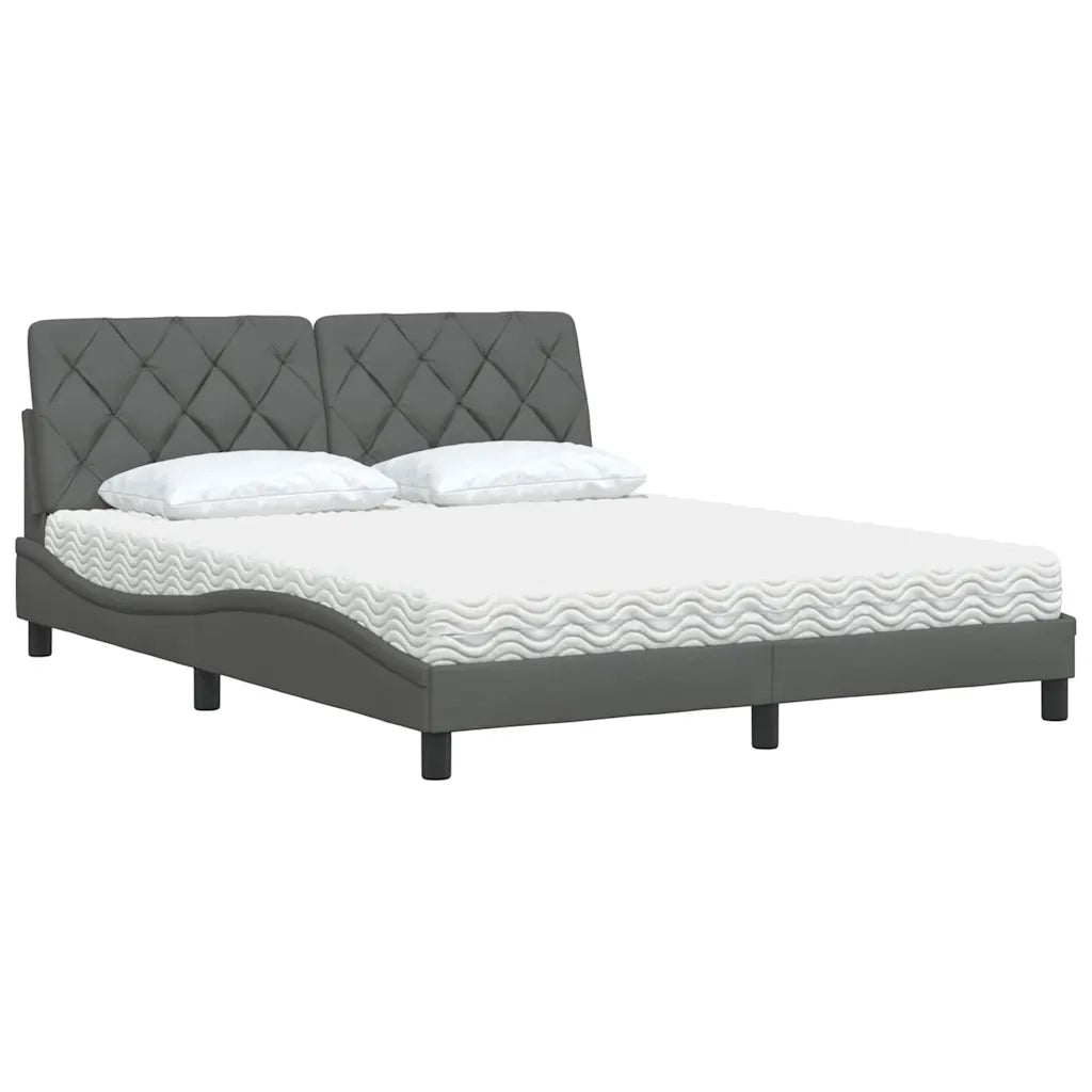 Letto con Materasso Grigio Scuro 160x200 cm Tessuto 3310749