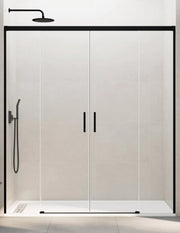 Porta doccia scorrevole 2+2 THALASSA (BASIC) 180 cm Profilo Nero vetro trasparente