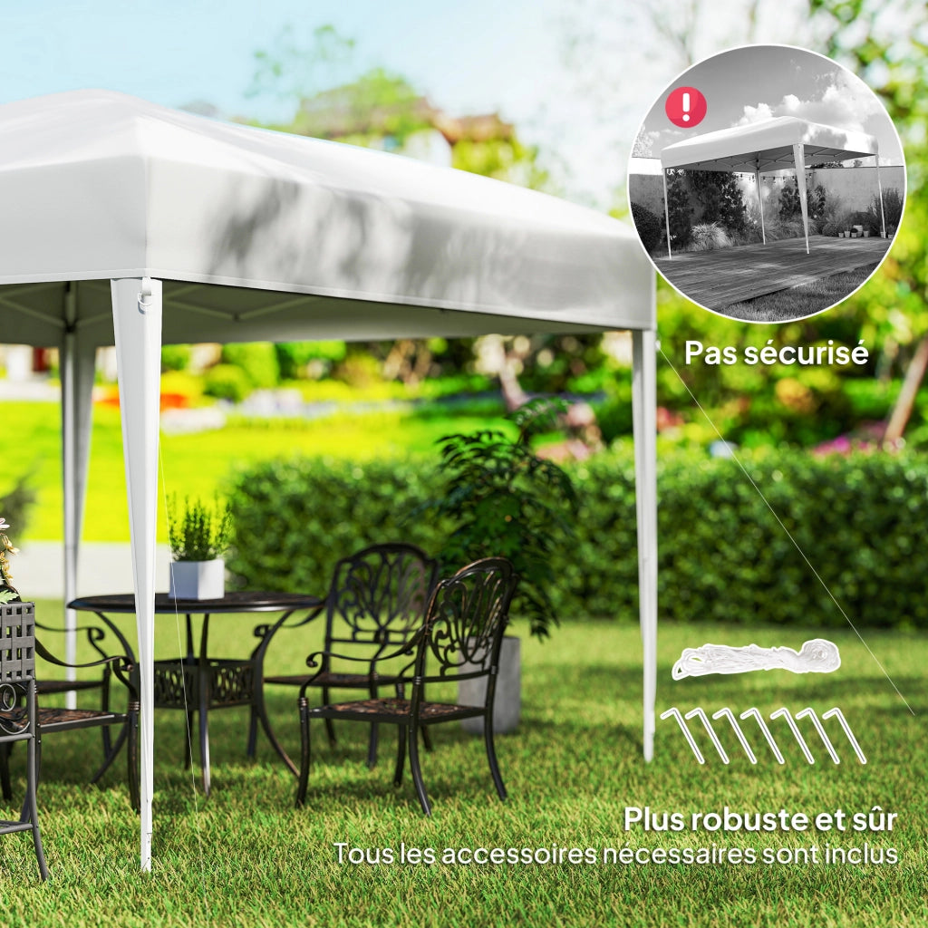 Gazebo Giardino Pieghevole 3x3m ¨C zephmum ¨C Oxford Bianco Acciaio