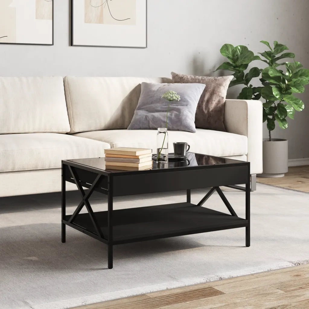 Tavolino da Salotto con LED Infinity Nero 70x50x38 cm 847702