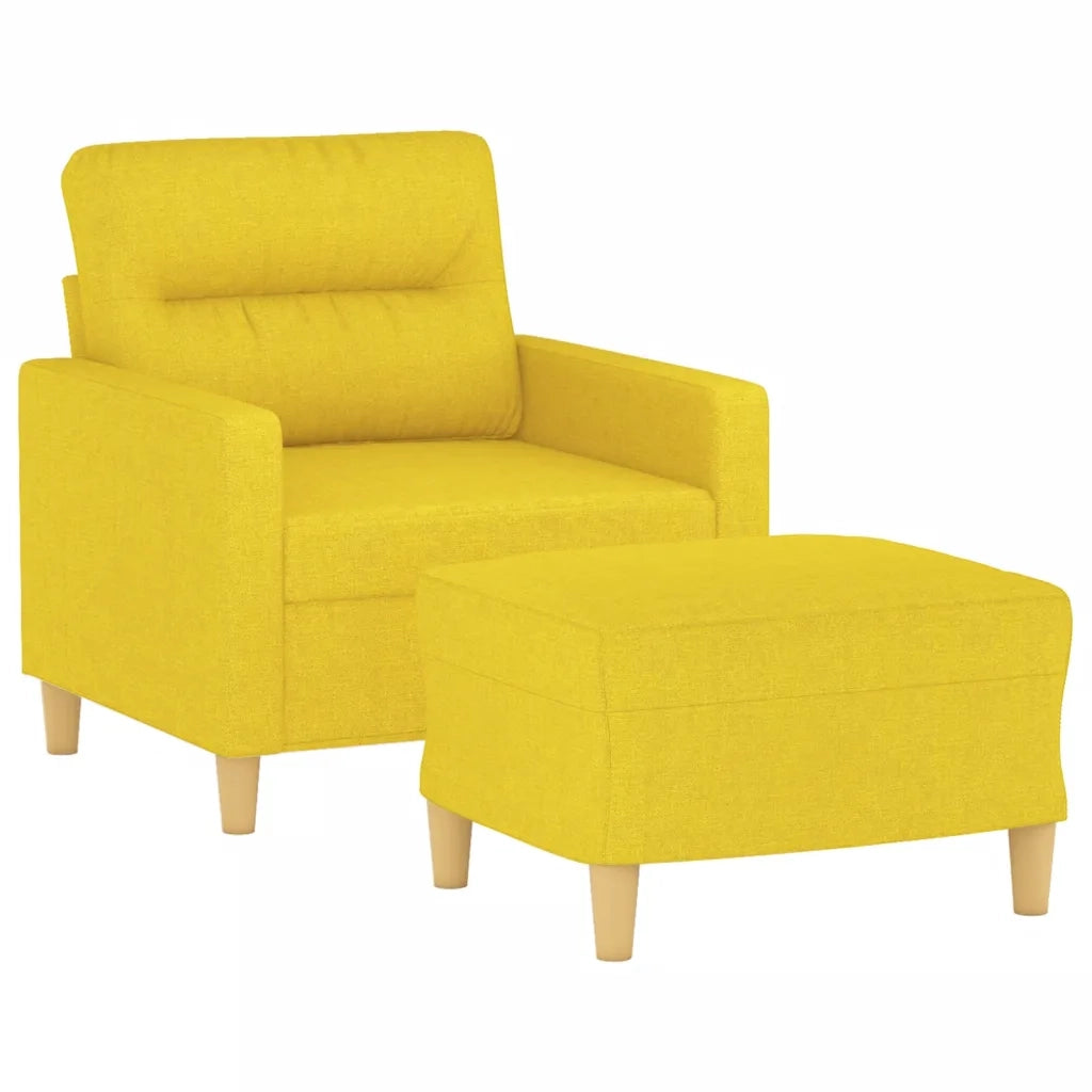 Poltrona | Sedia Relax con Poggiapiedi Giallo Chiaro 60 cm in Tessuto