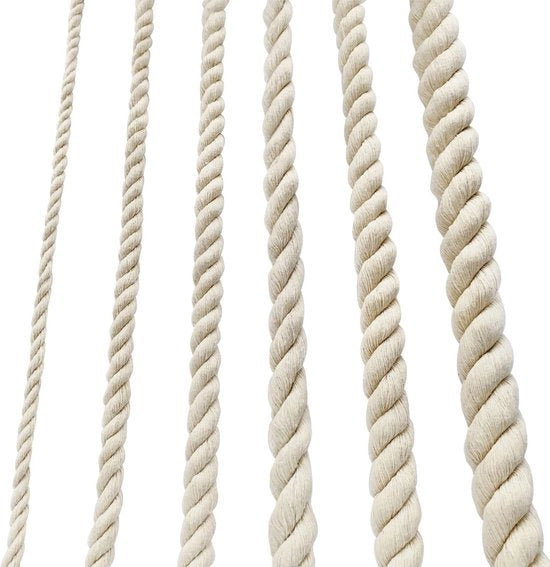Tessuto in cotone 10 mm - Corda spessa - Corda per macramé - Corda morbida - Corda per giardino - Sostenibile e ecoamica 4 metri