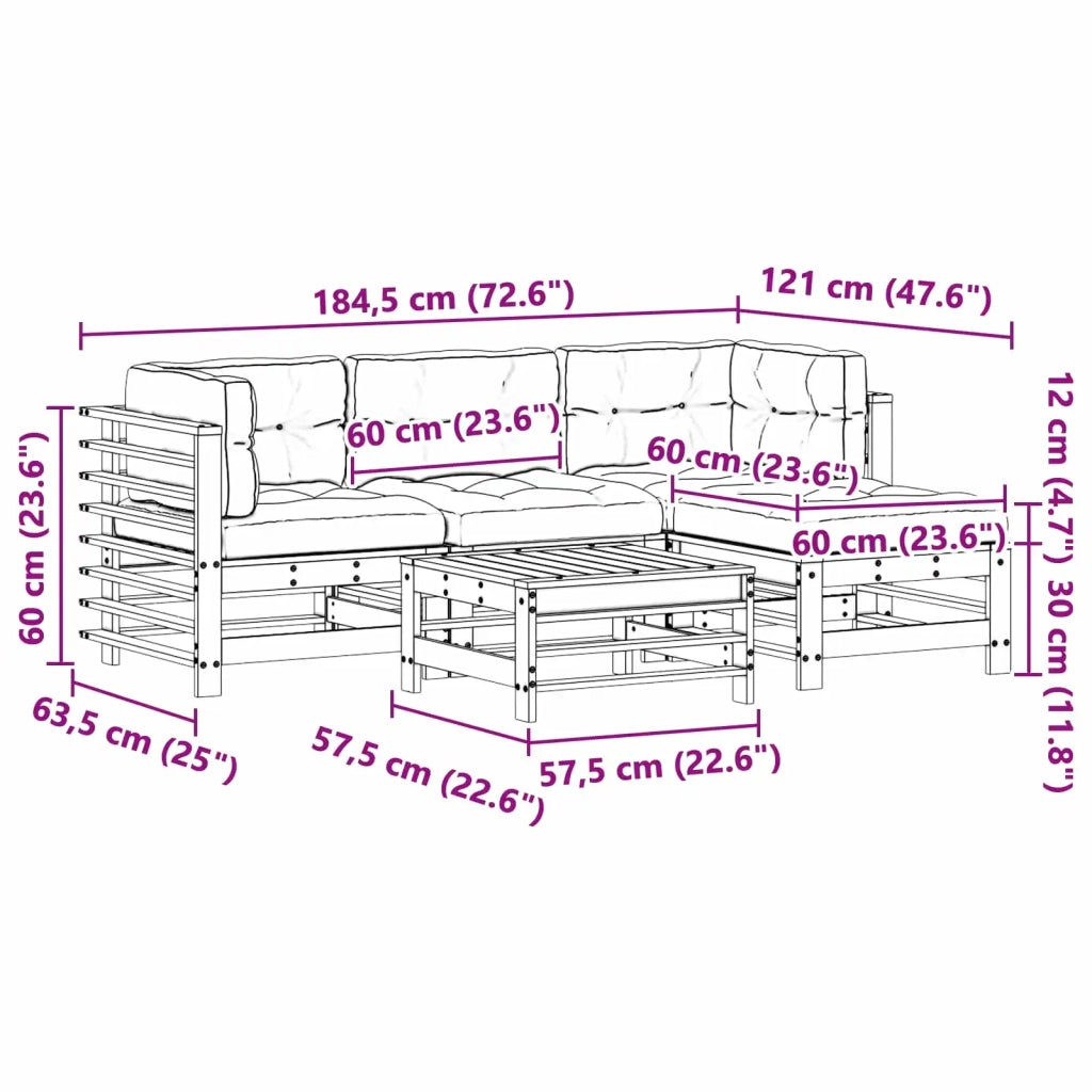 Set Lounge da Giardino 5 pcs Marrone Cerato