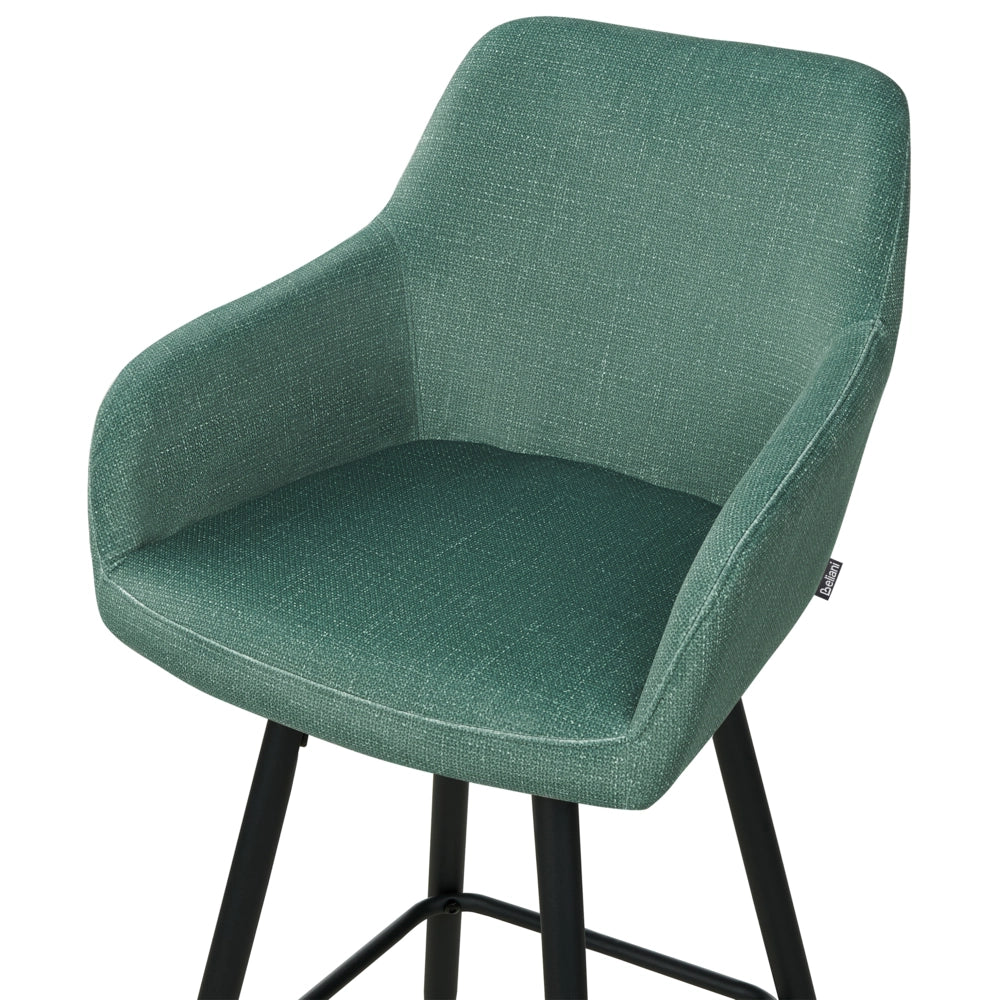 Set di 2 sgabelli da bar in velluto verde con seduta imbottita con braccioli e gambe in metallo stile moderno soggiorno