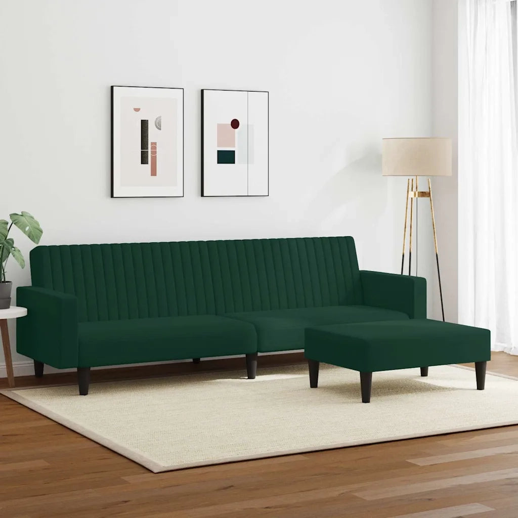 Set di Divani 2 pz Verde Scuro in Velluto