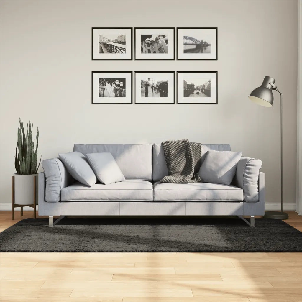 Tappeto del soggiorno | Tappeto a Pelo Lucido Lungo ISTAN Effetto Antracite 100x200 cm