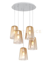 SOSPENSIONE BIANCO TONDA 5 LUCI AMBRA 1164BI-S5 T-AM