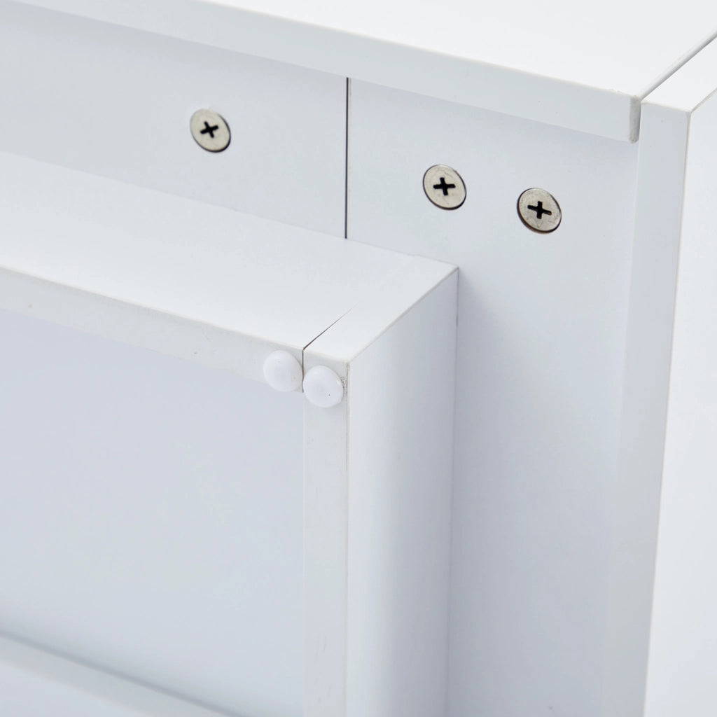 Tavolino da caffè 70x70x36 cm; girevole 360° con vano contenitore; truciolare; colore naturale e bianco