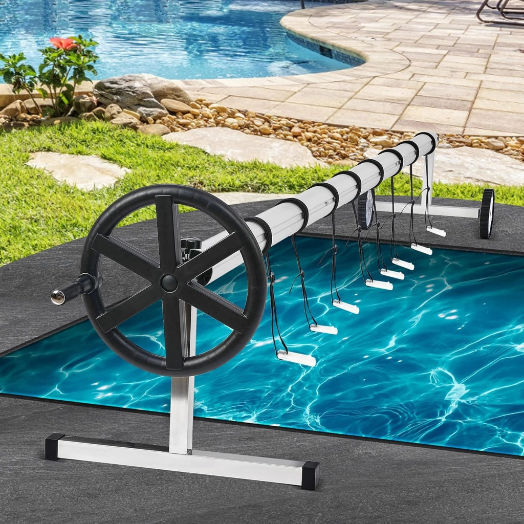 Avvolgitore per piscina, 3 – 5,7 m, dispositivo mobile per telone, sistema di avvolgimento di alta qualità, con nastri regolabili, tipo A